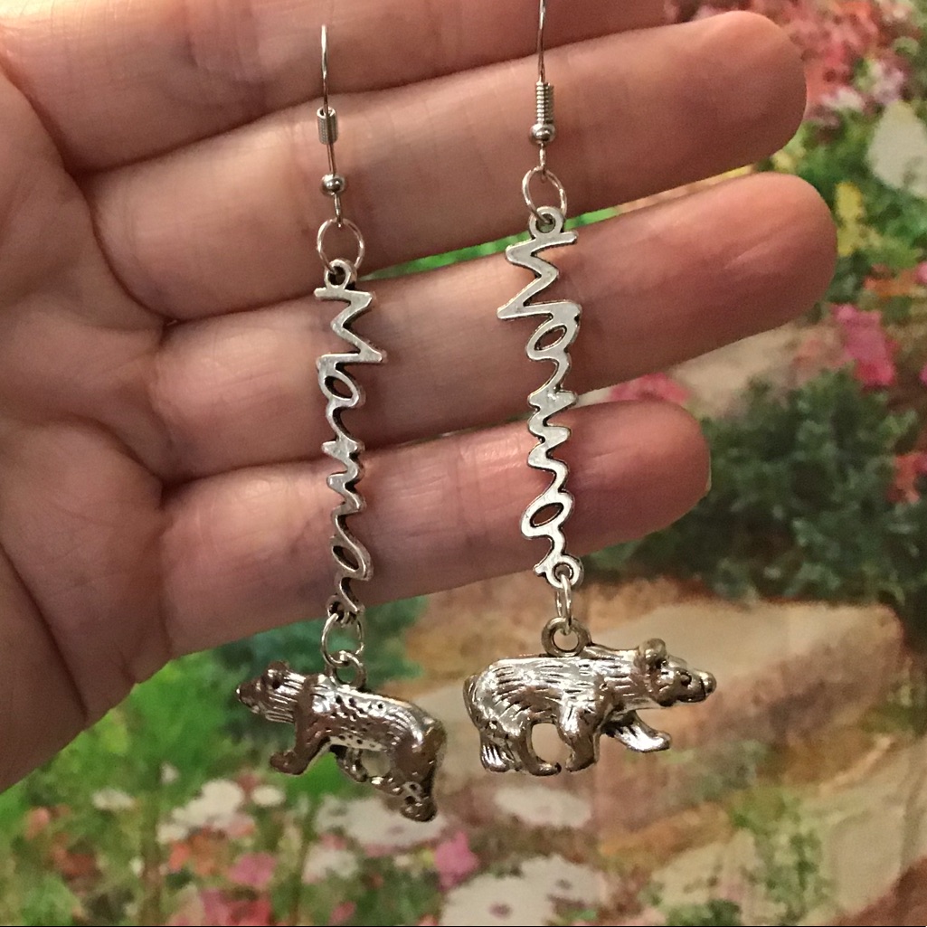 Silver 925 Mama Bear Earrings Handmade Charms New